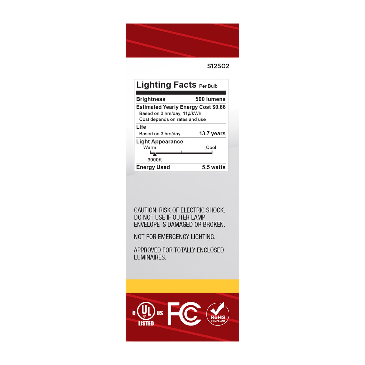 Satco S12502 5.5W B11 Soft White LED Light Bulb Medium Base