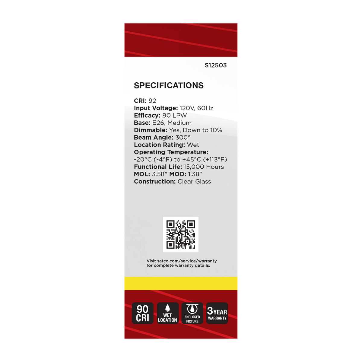 Satco S12503 5.5W B11 Neutral White LED Light Bulb Medium Base