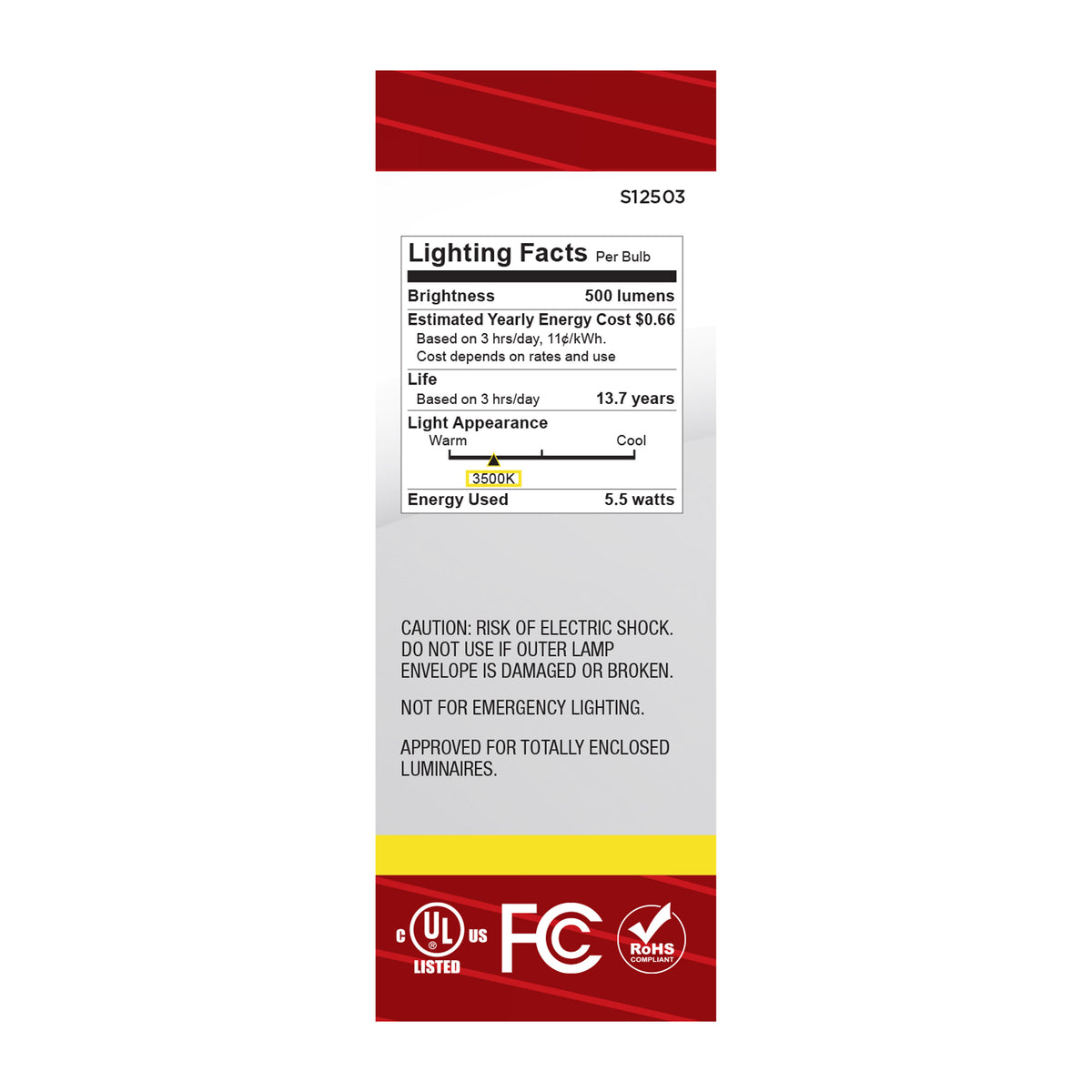 Satco S12503 5.5W B11 Neutral White LED Light Bulb Medium Base