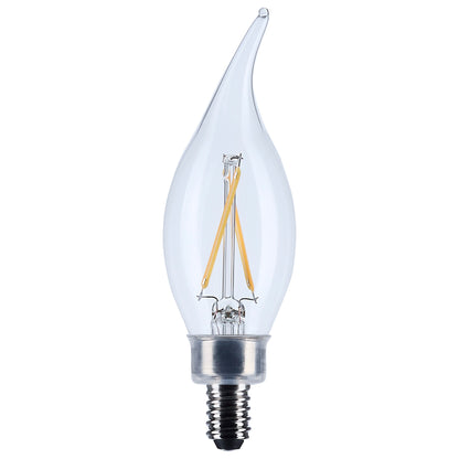 Satco S12505 3W CA10 Soft White LED Light Bulb Candelabra Base