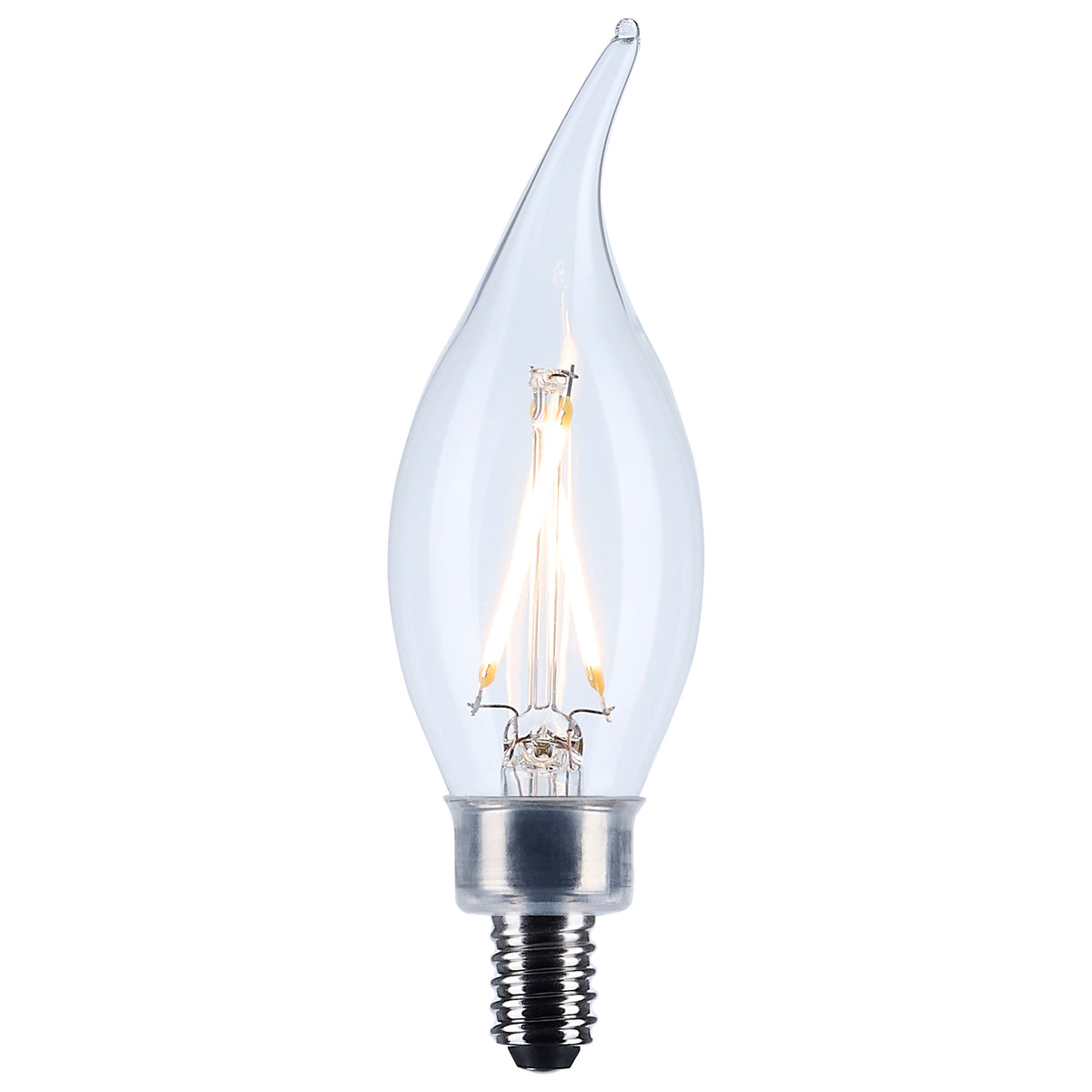 Satco S12505 3W CA10 Soft White LED Light Bulb Candelabra Base