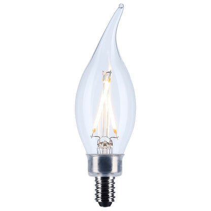 Satco S12505 3W CA10 Soft White LED Light Bulb Candelabra Base
