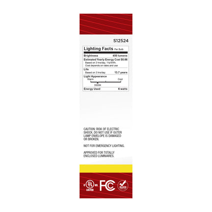 Satco S12524 5.5W T10 Neutral White LED Light Bulb Medium Base