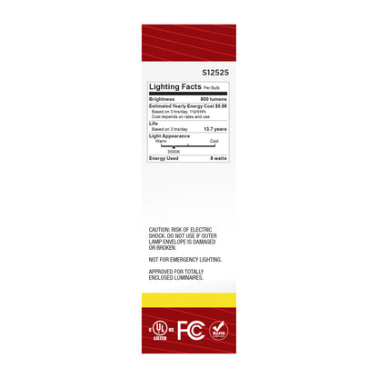 Satco S12525 8W T10 Neutral White LED Light Bulb Medium Base