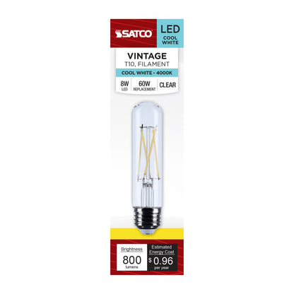 Satco S12526 8W T10 Cool White LED Light Bulb Medium Base