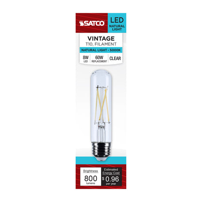 Satco S12527 8W T10 Natural Light LED Light Bulb Medium Base