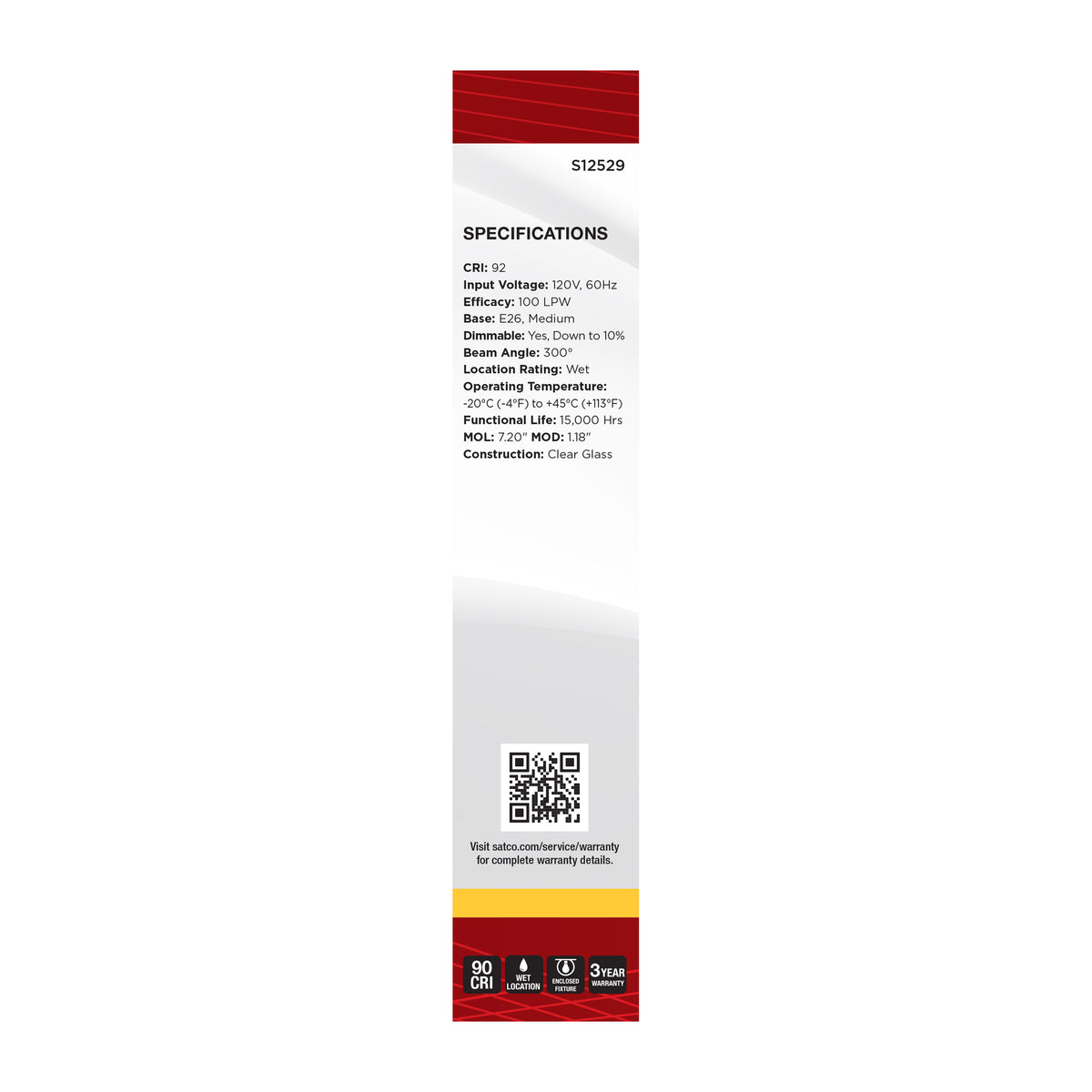 Satco S12529 5W T9 Soft White LED Light Bulb Medium Base