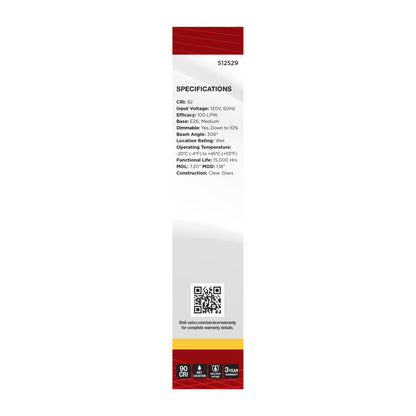 Satco S12529 5W T9 Soft White LED Light Bulb Medium Base