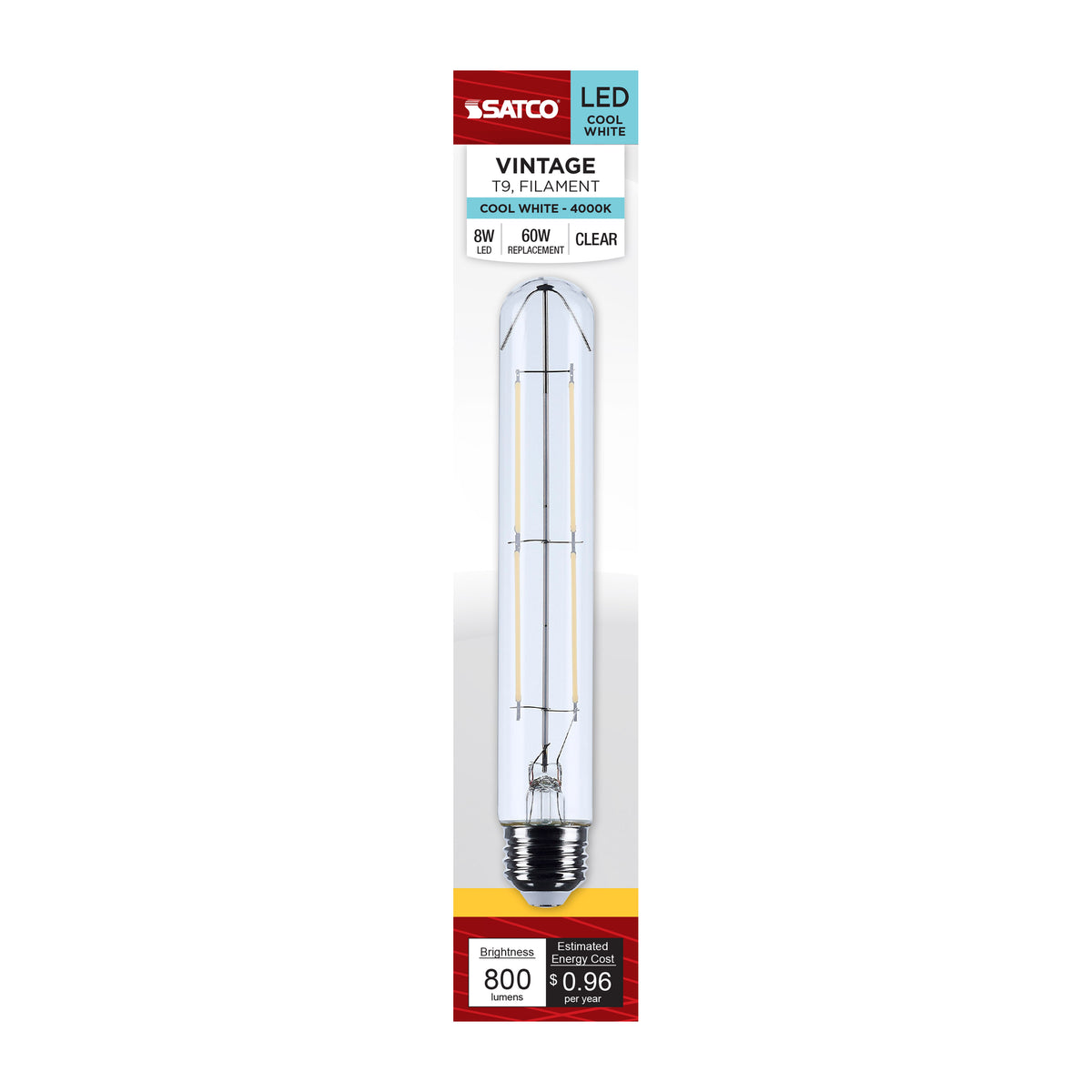 Satco S12532 8W T9 Cool White LED Light Bulb Medium Base