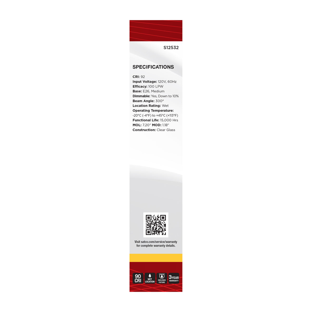 Satco S12532 8W T9 Cool White LED Light Bulb Medium Base