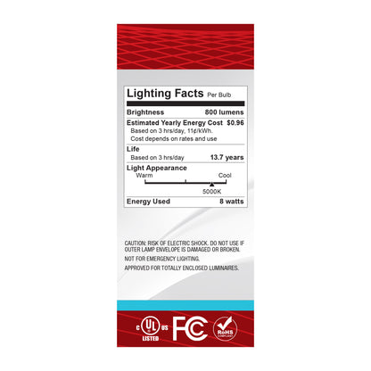 Satco S12536 8W ST19 Natural Light LED Light Bulb Medium Base