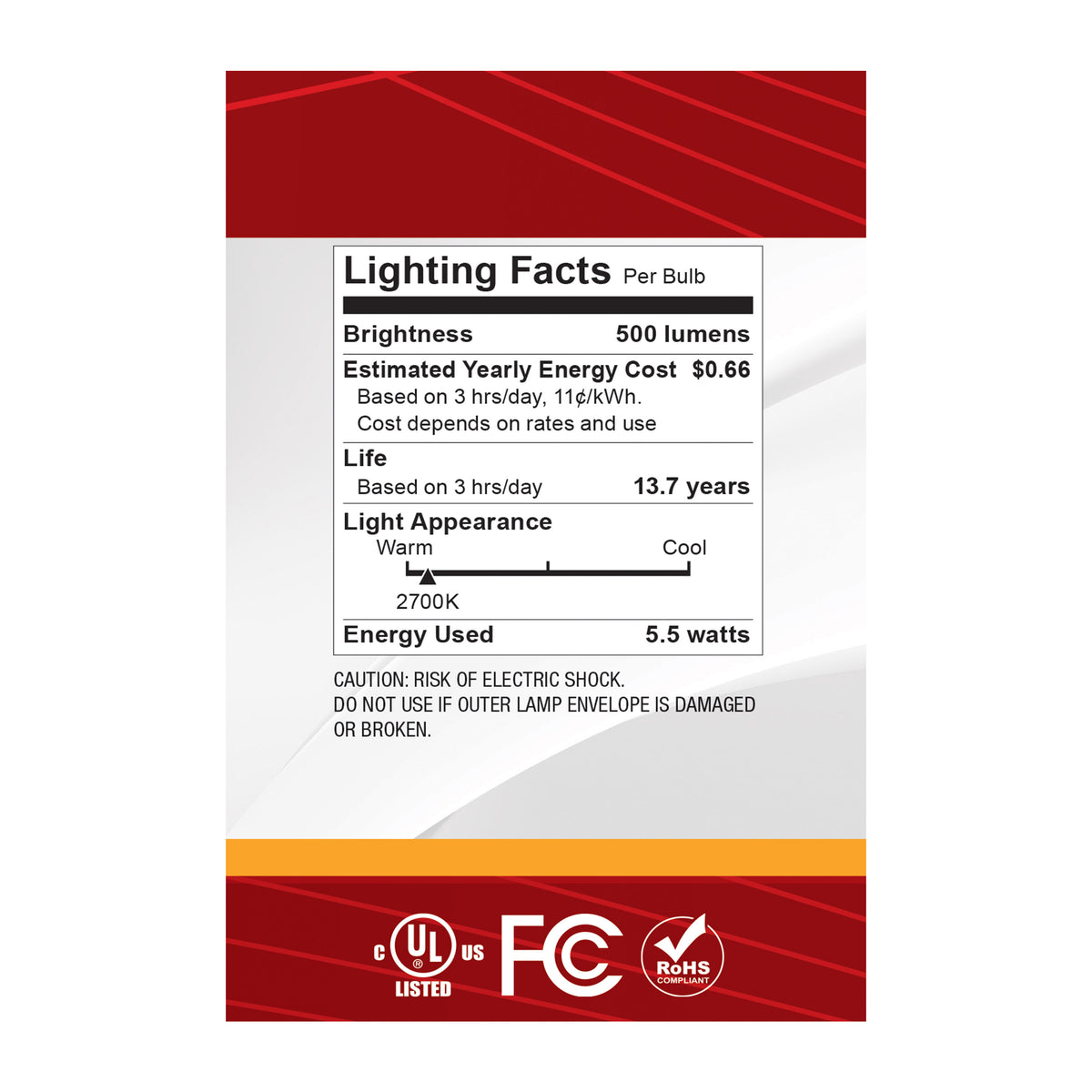 Satco S12541 5.5W G25 Warm White LED Light Bulb Medium Base