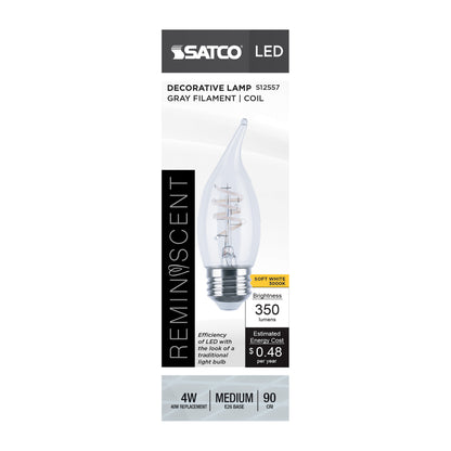 Satco S12557 4W CA11 Soft White LED Light Bulb Medium Base
