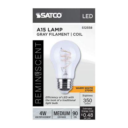 Satco S12558 4W A15 Warm White LED Light Bulb Medium Base