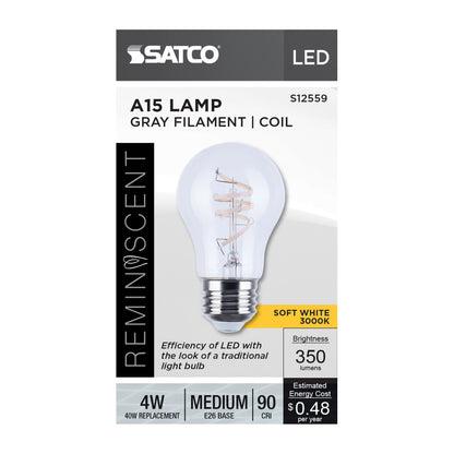 Satco S12559 4W A15 Soft White LED Light Bulb Medium Base