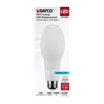 Satco S13182 15W ED17 Natural Light LED Light Bulb Medium Base