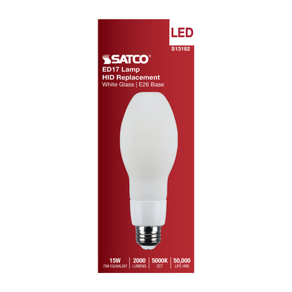 Satco S13182 15W ED17 Natural Light LED Light Bulb Medium Base