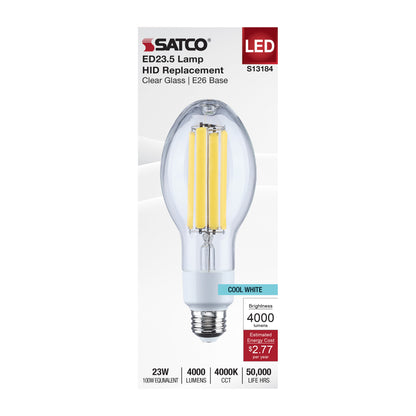 Satco S13184 23W ED23.5 Cool White LED Light Bulb Medium Base