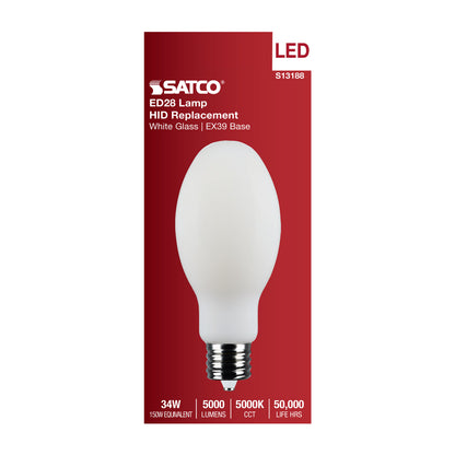 Satco S13188 34W ED28 Natural Light LED Light Bulb Mogul Extended Base