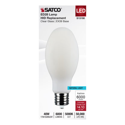 Satco S13190 40W ED28 Natural Light LED Light Bulb Mogul Extended Base