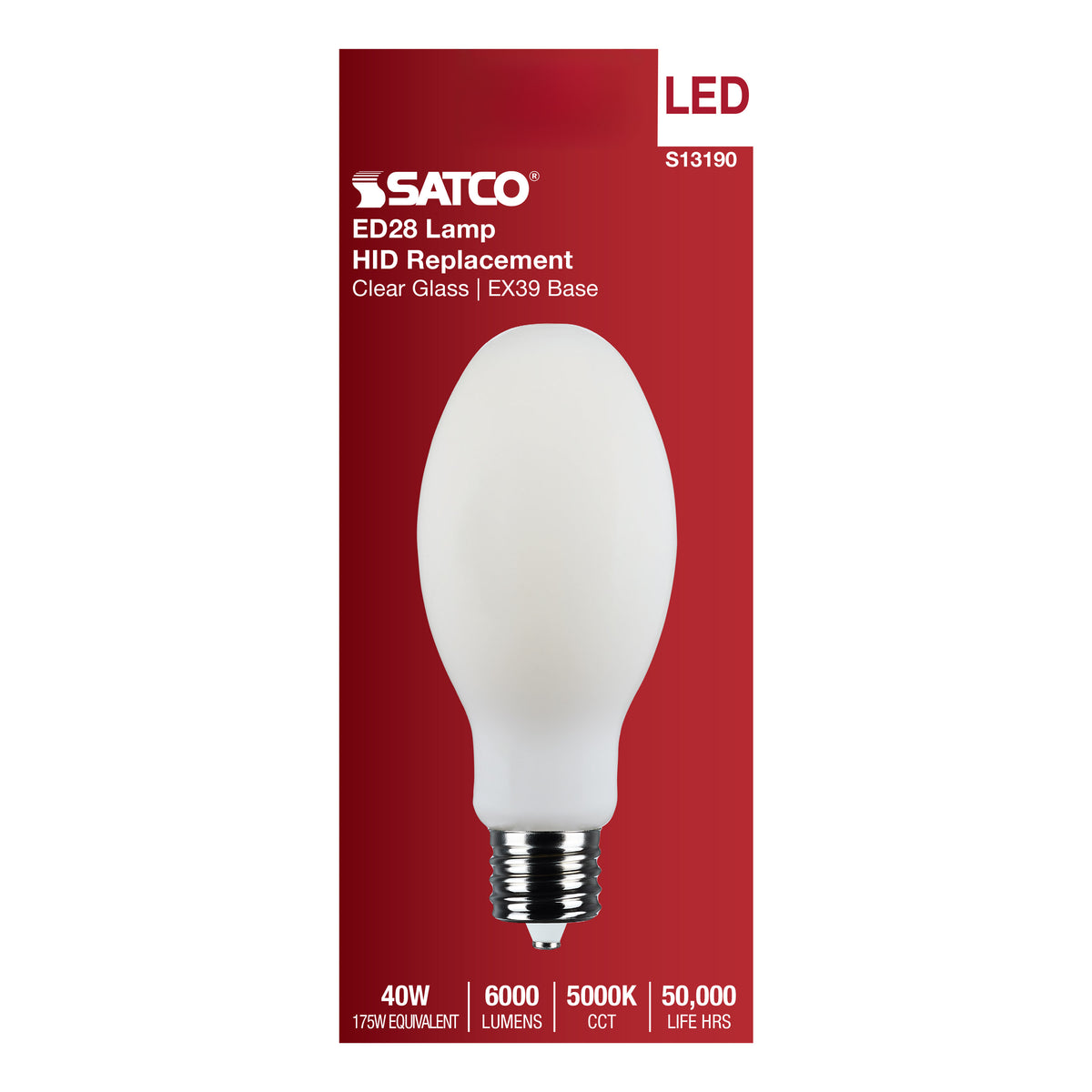 Satco S13190 40W ED28 Natural Light LED Light Bulb Mogul Extended Base