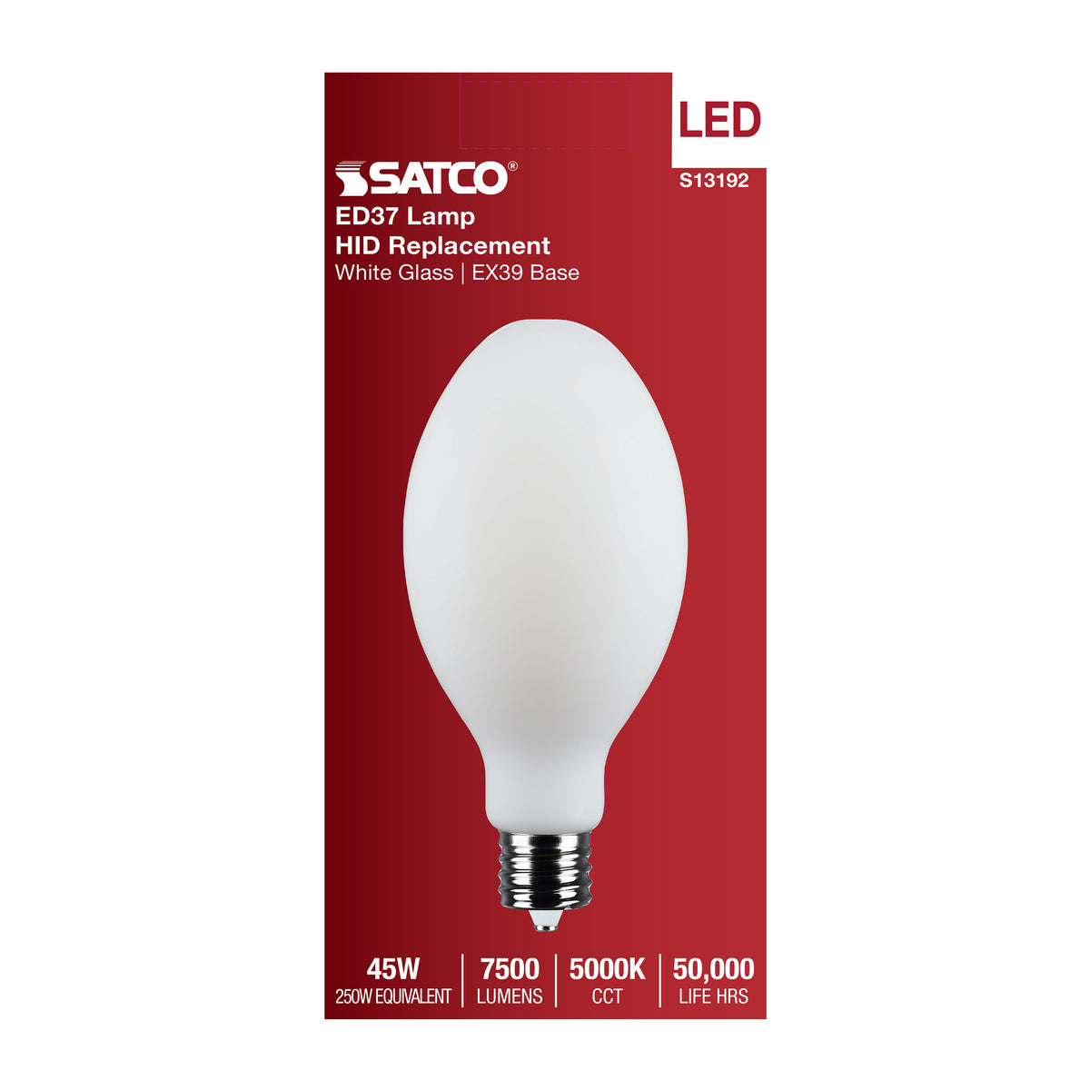 Satco S13192 45W ED37 Natural Light LED Light Bulb Mogul Extended Base