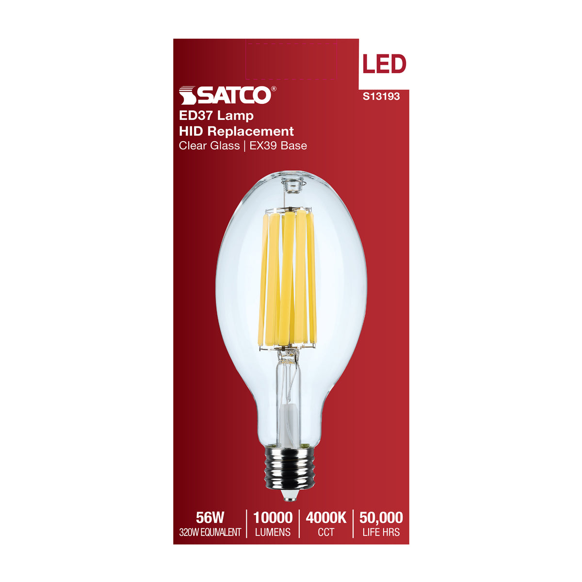 Satco S13193 56W ED37 Cool White LED Light Bulb Mogul Extended Base