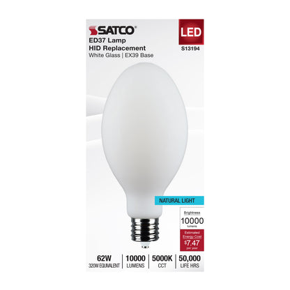 Satco S13194 62W ED37 Natural Light LED Light Bulb Mogul Extended Base