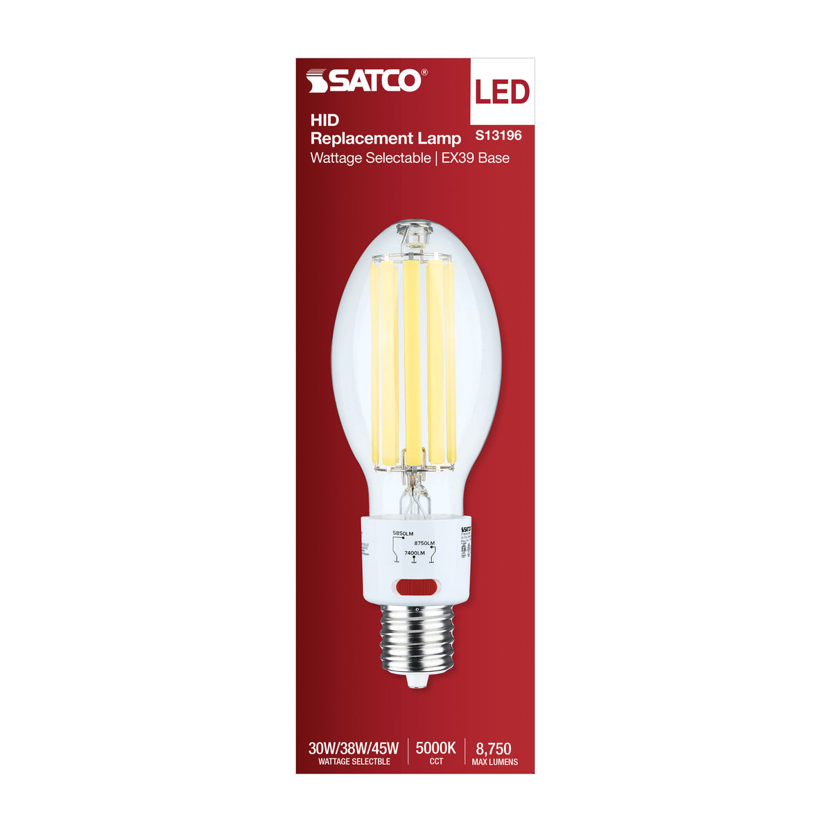 Satco S13196 30W/38W/45W ED28 Natural Light LED Light Bulb Mogul Extended Base