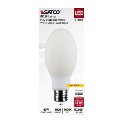 Satco S13198 40W ED28 Soft White LED Light Bulb Mogul Extended Base