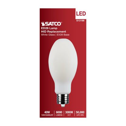 Satco S13198 40W ED28 Soft White LED Light Bulb Mogul Extended Base