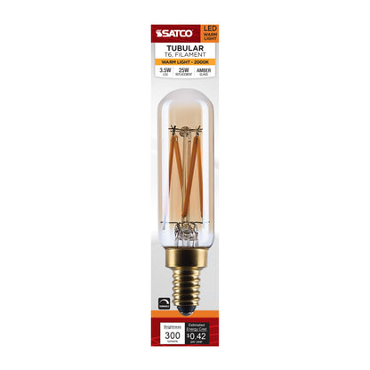 Satco S14216 3.5W T6 Warm White LED Light Bulb Candelabra Base