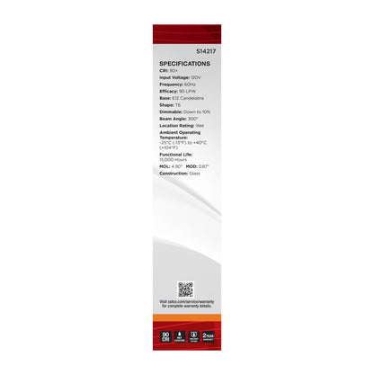 Satco S14217 5.5W T6 Warm White LED Light Bulb Candelabra Base