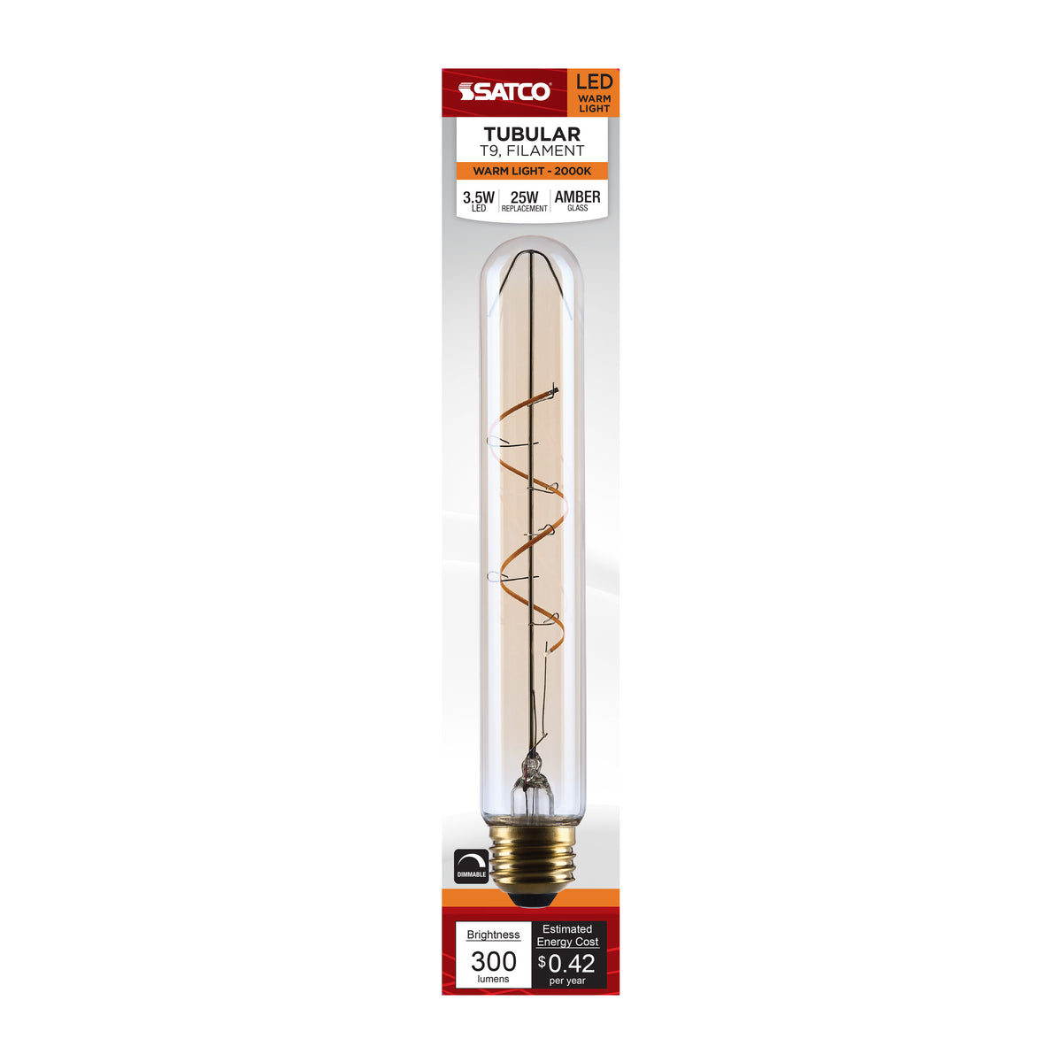 Satco S14229 3.5W T9 Warm White LED Light Bulb Medium Base