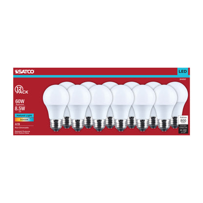 Satco S14321 8.5W A19 Natural Light LED Light Bulb Medium Base