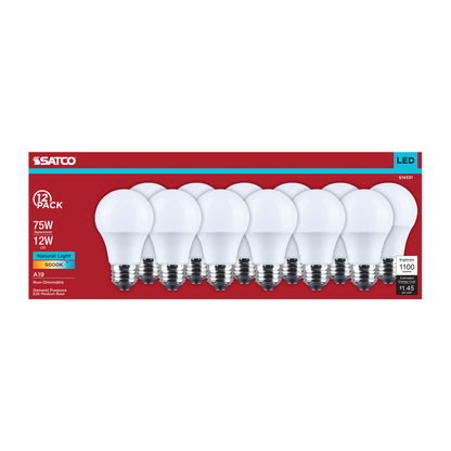 Satco S14331 12W A19 Natural Light LED Light Bulb Medium Base