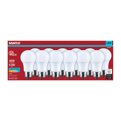 Satco S14363 9.8W A19 Natural Light LED Light Bulb Medium Base