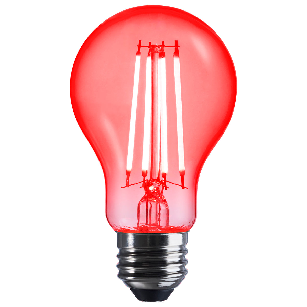 Satco S14384 8W A19 Red LED Light Bulb Medium Base