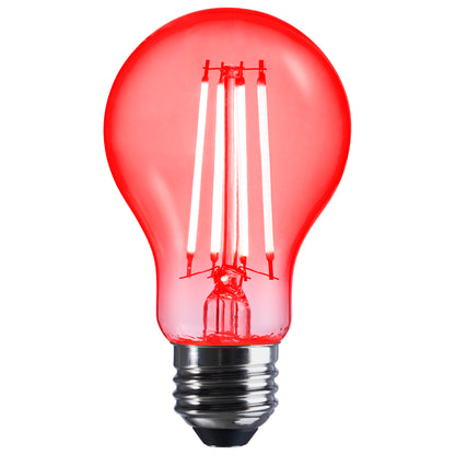 Satco S14384 8W A19 Red LED Light Bulb Medium Base