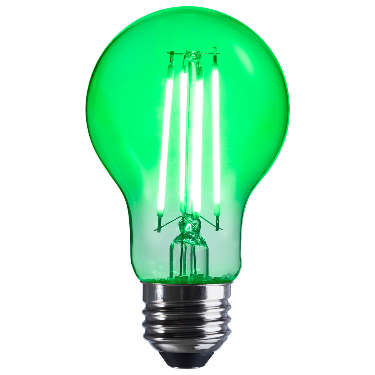 Satco S14387 8W A19 Green LED Light Bulb Medium Base