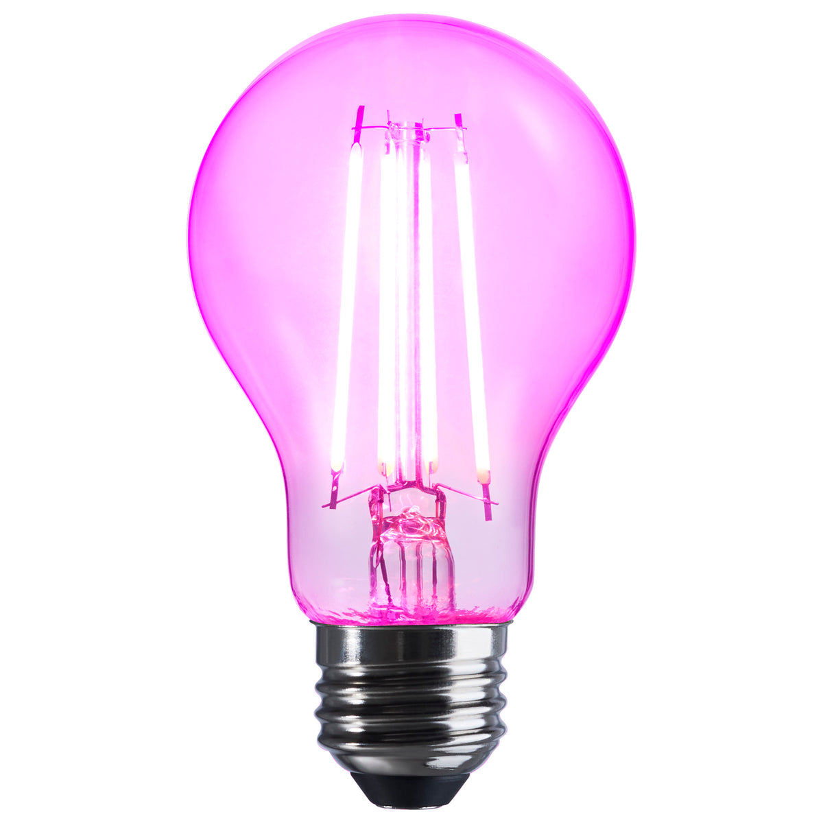 Satco S14390 8W A19 Pink LED Light Bulb Medium Base