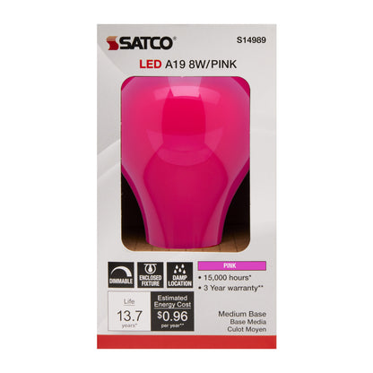 Satco S14989 8W A19 LED Light Bulb Medium Base