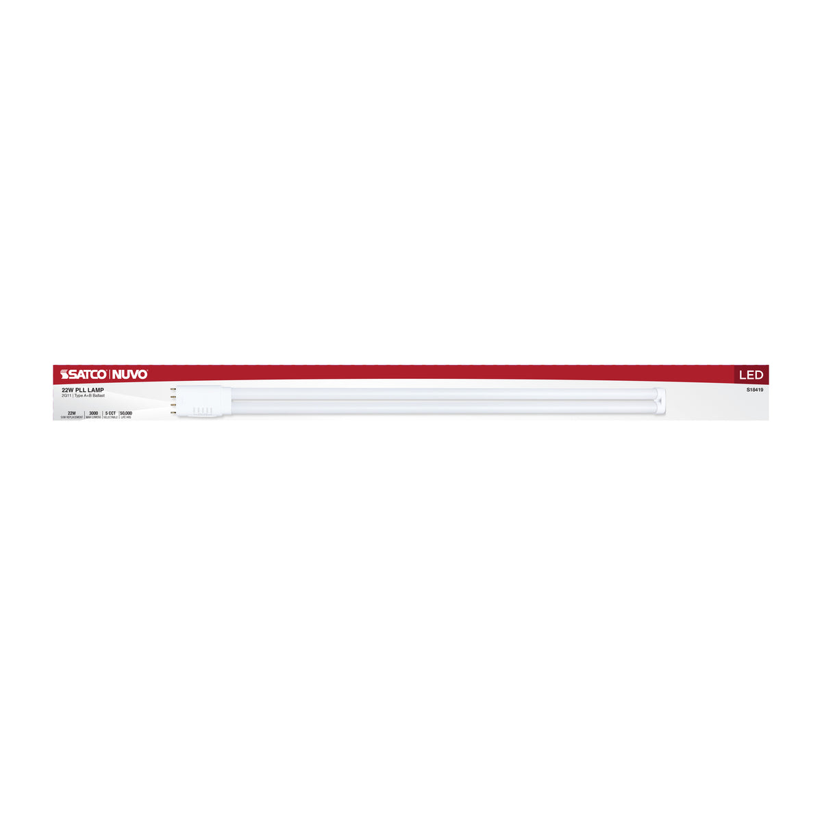 Satco S18419 22W T5 CCT Selectable LED Light Bulb 2G11 (4-Pin) Base