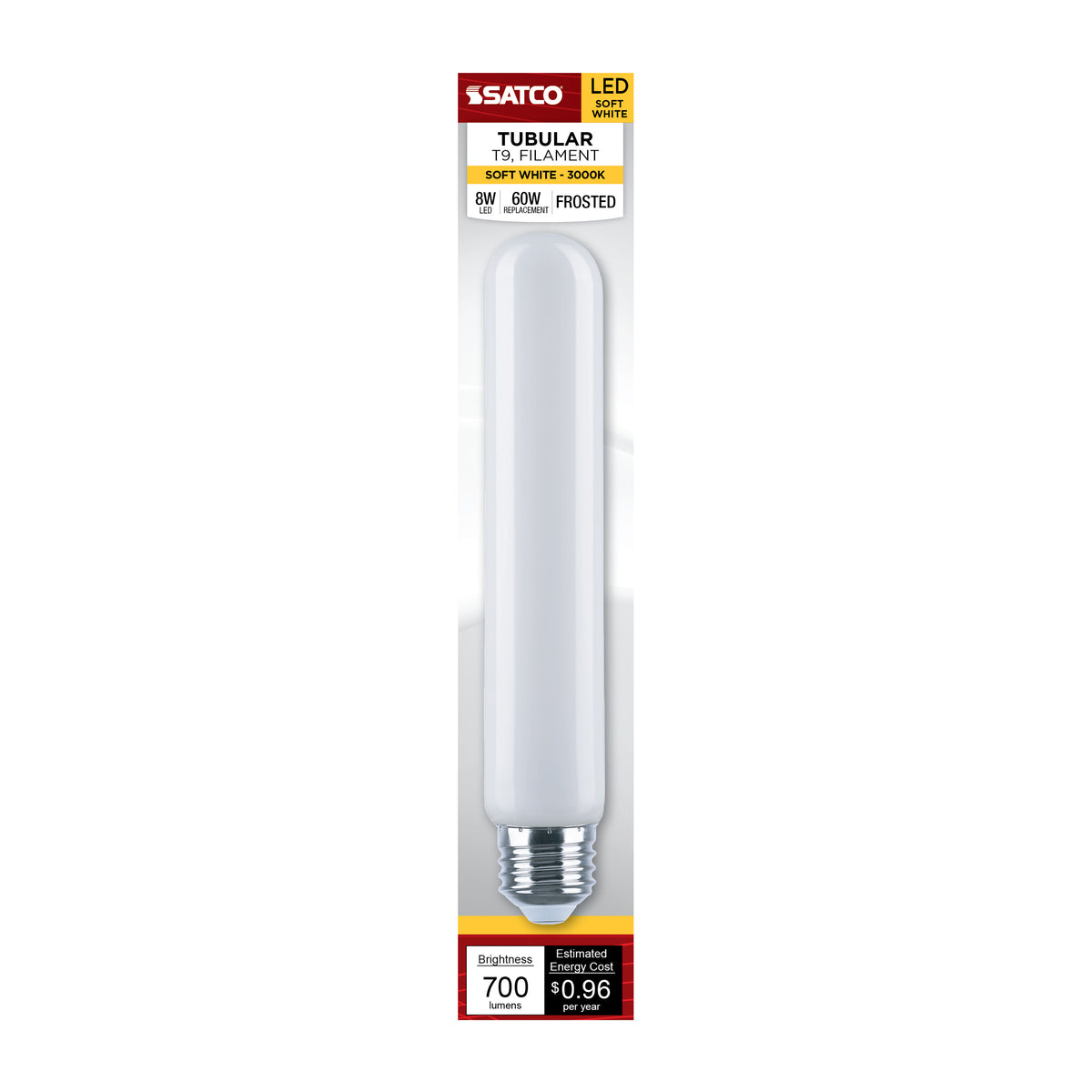 Satco S21357R1 8W T9 Soft White LED Light Bulb Medium Base