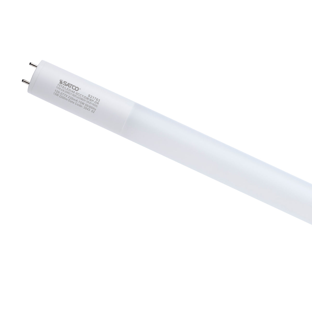 Satco S21763 15W T8 CCT Selectable LED Light Bulb Medium Bi Pin Base