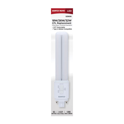Satco S29856 9.5W PL CCT Selectable LED Light Bulb G24q (4-Pin) Base