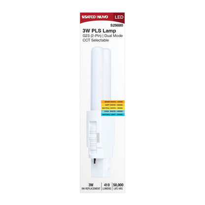 Satco S29880 3W PLS CCT Selectable LED Light Bulb G23 (2-Pin) Base