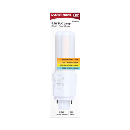 Satco S29883 5.5W PLC CCT Selectable LED Light Bulb 2-Pin Base