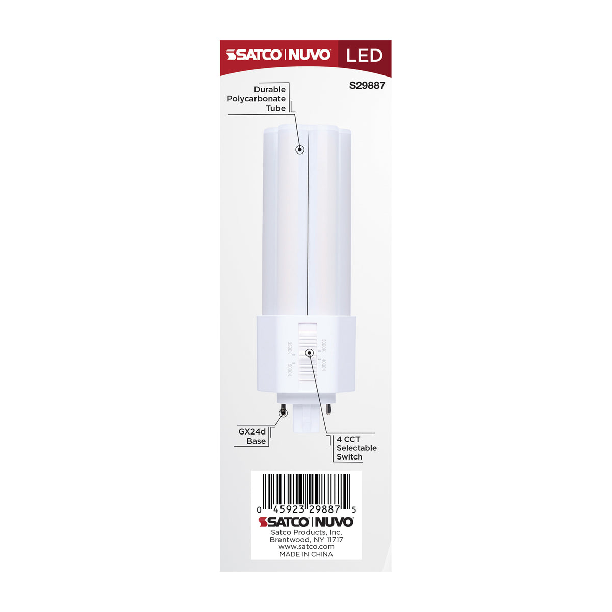 Satco S29887 15W PLT CCT Selectable LED Light Bulb GX24d (2-Pin) Base