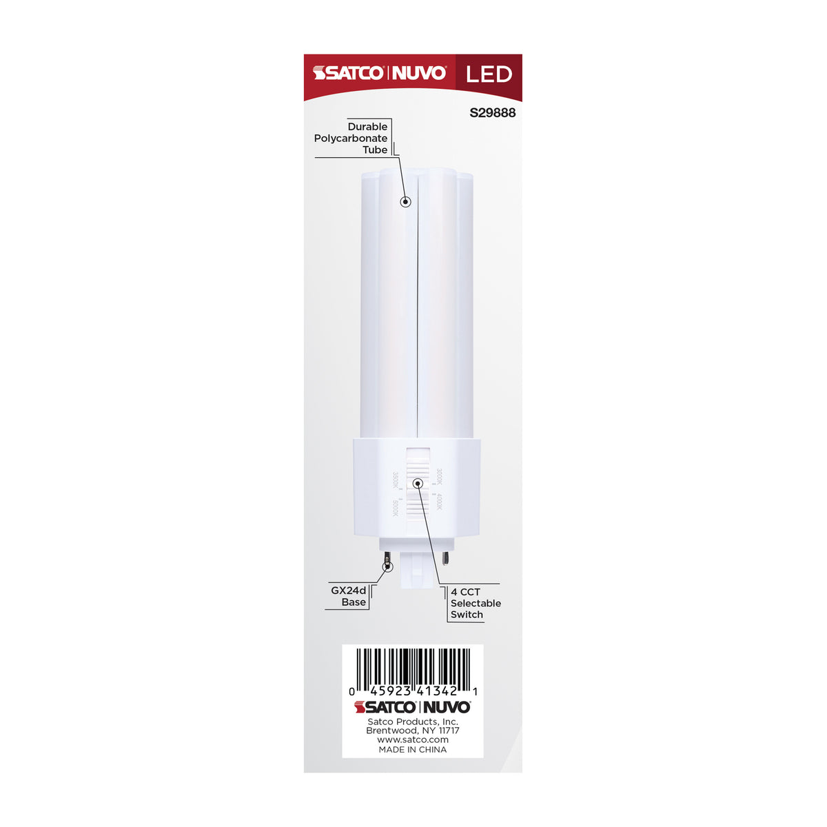 Satco S29888 17W PLT CCT Selectable LED Light Bulb GX24d (2-Pin) Base